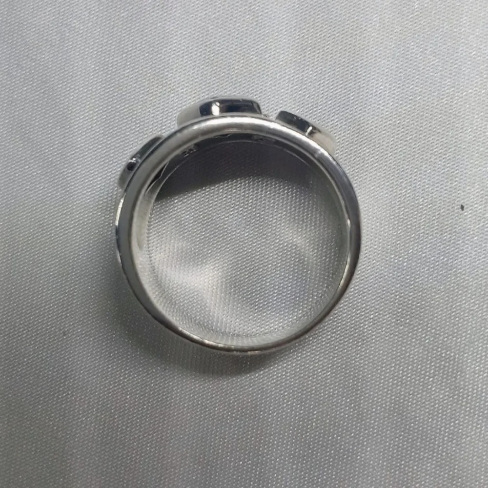 Sterling Silver 925, Black Onyx, and Zircon Ring.  Size 8 - Picture 7 of 9